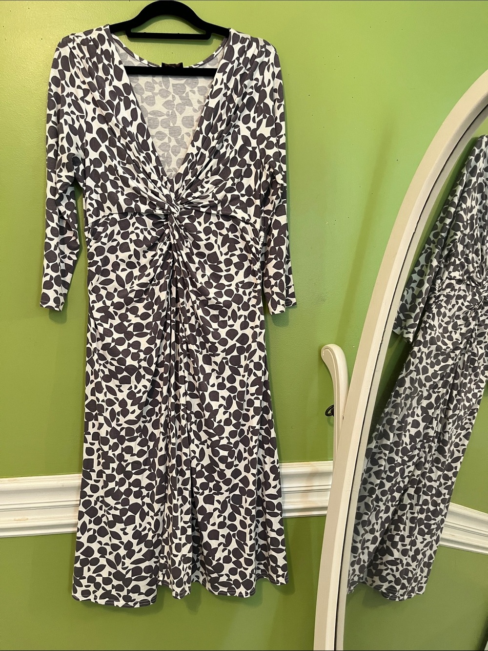 Phase Eight Grey & White Geo Pattern Jersey Knit Dress